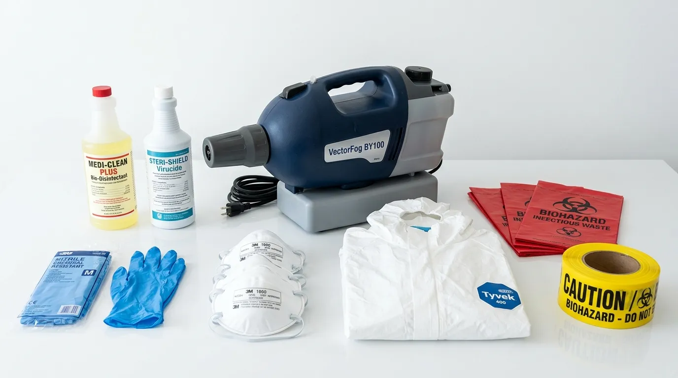 Professional biohazard remediation crew working in East Somerville